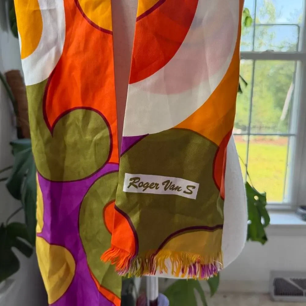 1960s Silk Psychedelic Scarf from Roger Van S.